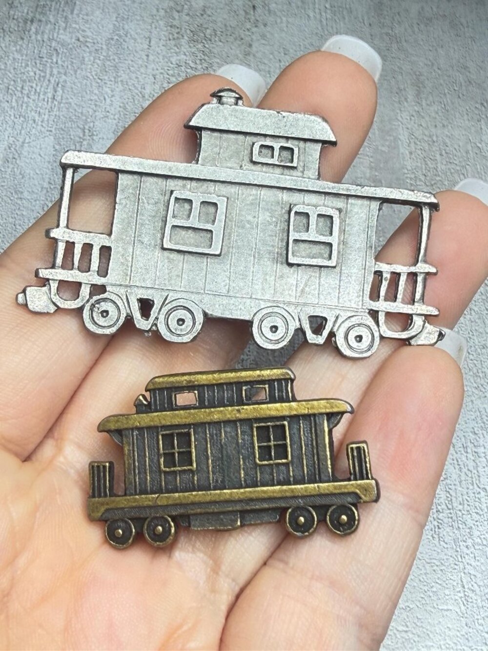 Caboose Brooches Set of 2 Railroad Train Vintage Pins